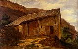 Alexandre Calame A Farm House On The Side Of A Mountain painting